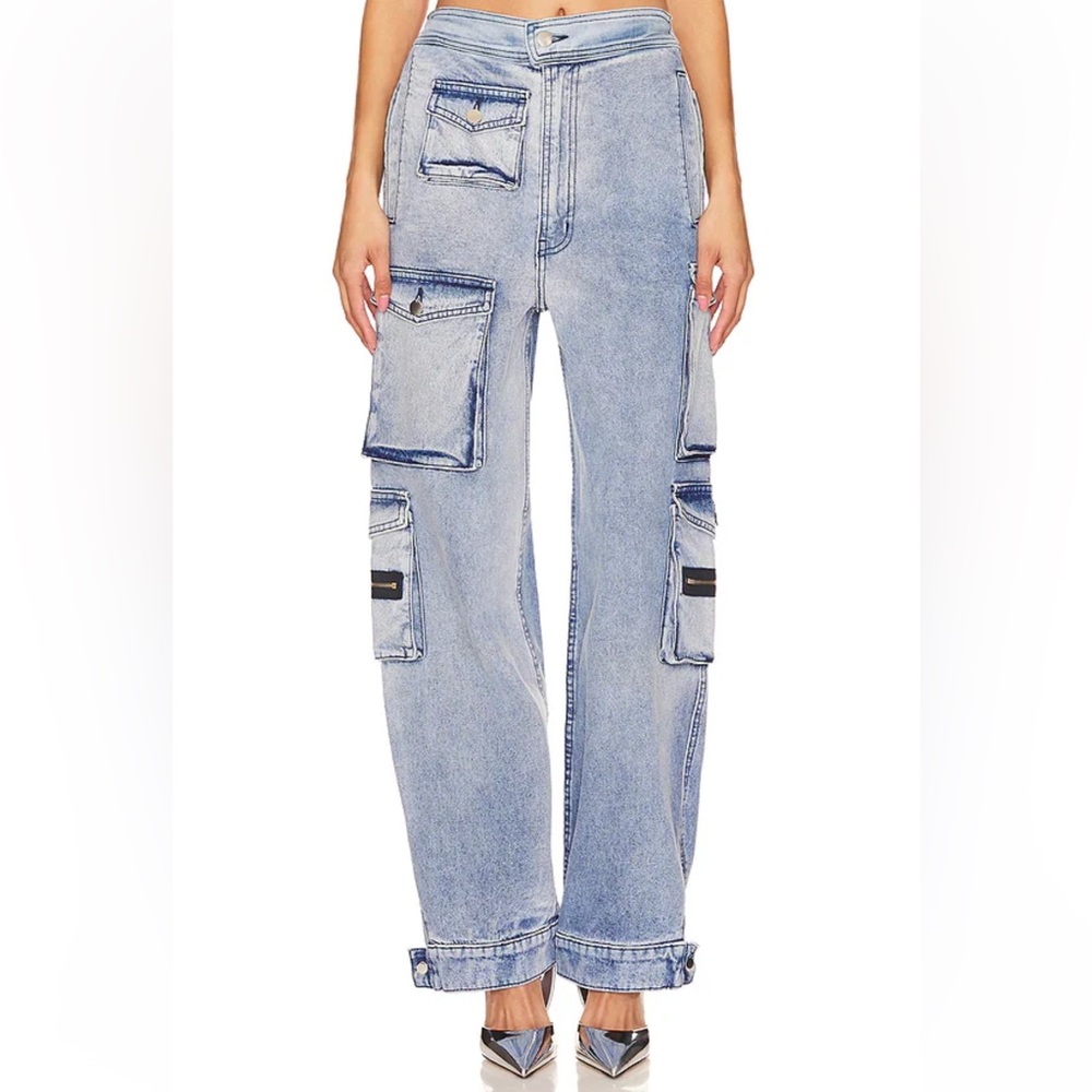 EB Denim Light Wash Wide Leg Cargo Jeans